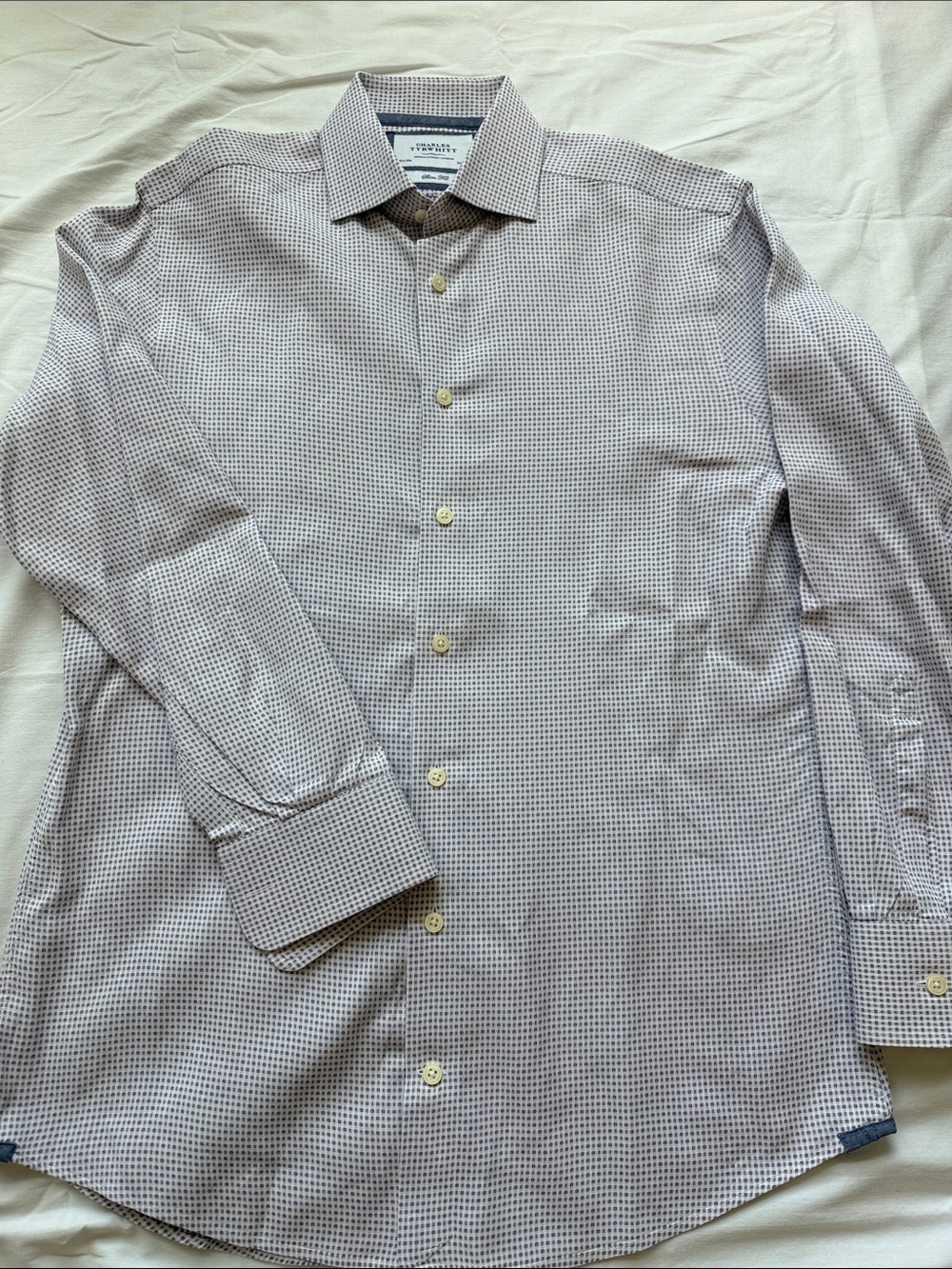 Charles Tyrwhitt Men's Slim Fit Light Purple Micro-Check Dress Shirt 15.5/33in